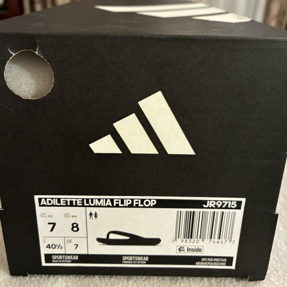 ADIDAS NEW in box Unisex Adilette Lumia Black Flip Flops-Men’s 7/Women’s 8 - Picture 3 of 5